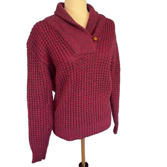 Woolrich Vintage 90’s Women's Rolled Collar Wool Blend Fuchsia Sweater Medium - Picture 2 of 6